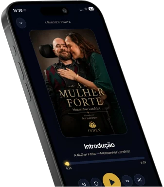 Tela do app INDEX tocando A Mulher Forte